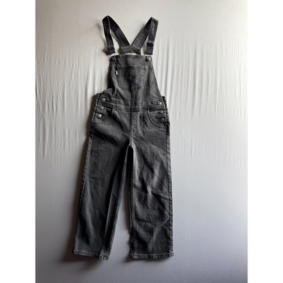 Vintage Youth Grey Levis Silver Tab Bib Jeans 10 Reg Denim‎ Overalls Kids - Picture 1 of 7